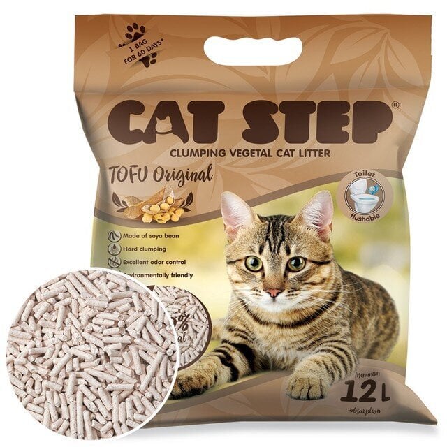 Kraikas katėms Cat Step Tofu Original, 5,6 kg/12 l цена и информация | Kraikas katėms | pigu.lt