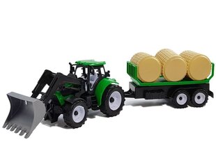 Traktorius su priekaba ir šienu Lean Toys kaina ir informacija | Žaislai berniukams | pigu.lt