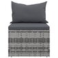 vidaXL Vidurinės sofos dalys su pagalvėmis, 2vnt., pilkos, poliratanas kaina ir informacija | Lauko kėdės, foteliai, pufai | pigu.lt