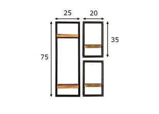 3-jų dalių lentynų komplektas Sidney, juodas/rudas kaina ir informacija | Lentynos | pigu.lt