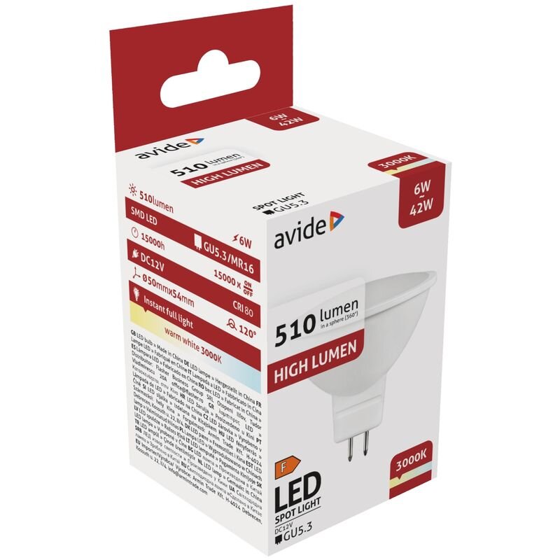 LED lemputė Avide 6W GU5.3 12V 3000K цена и информация | Elektros lemputės | pigu.lt