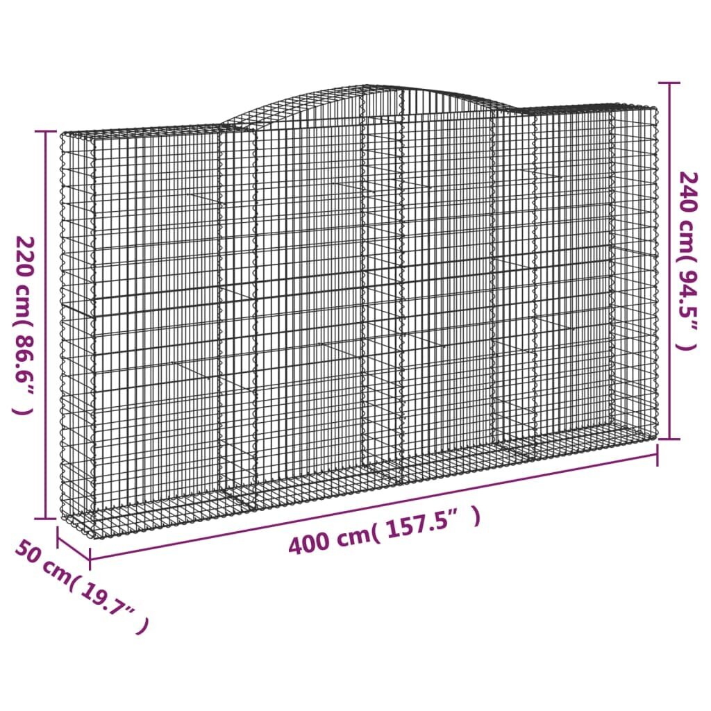 Gabiono krepšiai vidaXL 400x50x220/240 cm kaina ir informacija | Tvoros ir jų priedai | pigu.lt