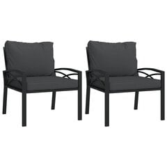 Sodo kėdės su pagalvėlėmis vidaXL, juodos/pilkos spalvos kaina ir informacija | Lauko kėdės, foteliai, pufai | pigu.lt