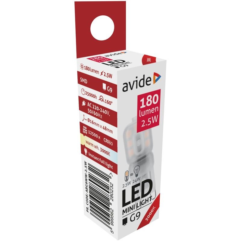 LED lemputė Avide 2.5W G9 3000K цена и информация | Elektros lemputės | pigu.lt