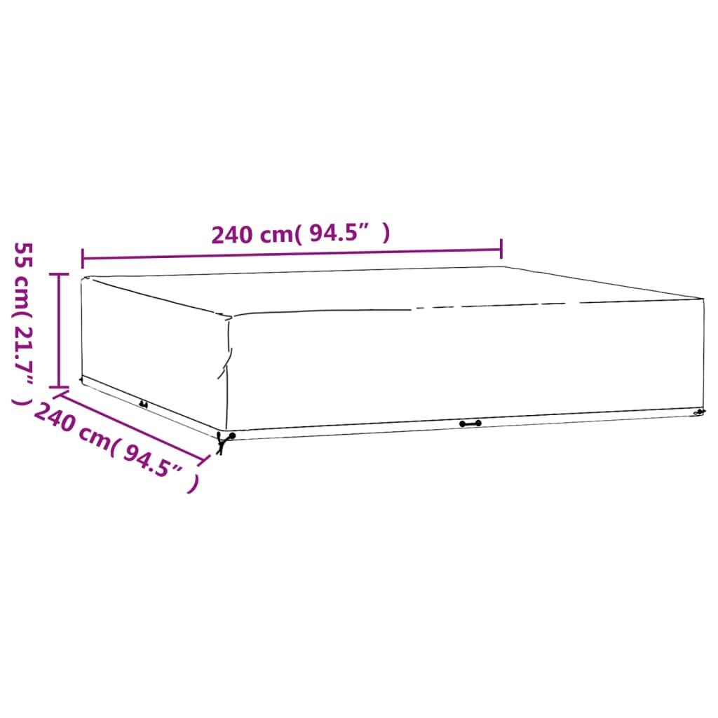 Lauko baldų uždangalai vidaXL, 2vnt., 240 x 240 x 55 cm, juodi kaina ir informacija | Pagalvės, užvalkalai, apsaugos | pigu.lt