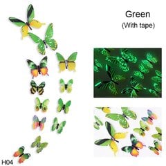 Флуоресцентные наклейки,  Бабочки 3D, 12 шт цена и информация | Интерьерные наклейки | pigu.lt