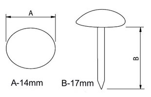 Dekoratyviniai vinys 77004-P, 14*17mm, juodi 50 vnt. kaina ir informacija | Kiti priedai baldams | pigu.lt