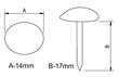 Dekoratyviniai vinys 77004-P, 14*17mm, juodi 50 vnt. kaina ir informacija | Kiti priedai baldams | pigu.lt