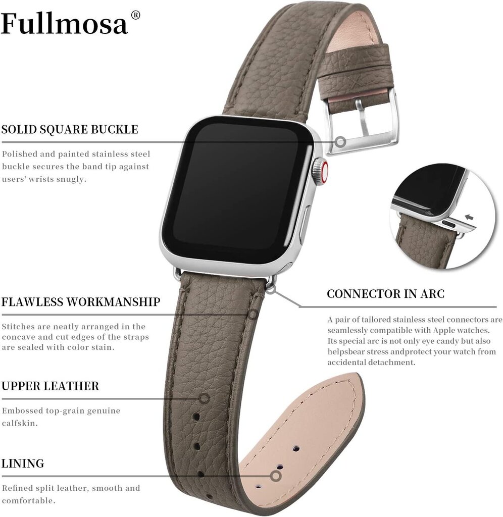 Fullmosa Watch Band Grey цена и информация | Išmaniųjų laikrodžių ir apyrankių priedai | pigu.lt