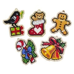 Deimantinės mozaikos rinkinys Wizardi Kalėdų eglutės žaislai, 5 vnt kaina ir informacija | Deimantinės mozaikos | pigu.lt