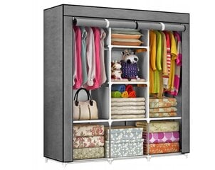 Текстильный шкаф-купе, серый цена и информация | Шкафы | pigu.lt