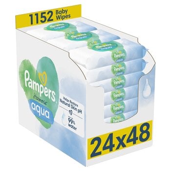 Влажные детские салфетки PAMPERS Harmonie Aqua Pure, 1152 шт. цена и информация | Одноразовые пеленки и влажные салфетки | pigu.lt