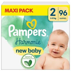 Подгузники PAMPERS Harmonie Maxi Pack, размер 2, 4-8 кг, 96 шт. цена и информация | Подгузники | pigu.lt