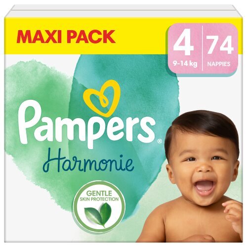 Sauskelnės PAMPERS Harmonie Maxi Pack, 4 dydis, 9-14 kg, 74 vnt kaina ir informacija | Sauskelnės | pigu.lt