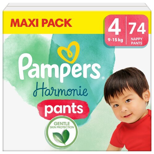 Sauskelnės-kelnaitės PAMPERS Harmonie Pants Maxi Pack, 4 dydis, 9-15kg, 74 vnt kaina ir informacija | Sauskelnės | pigu.lt