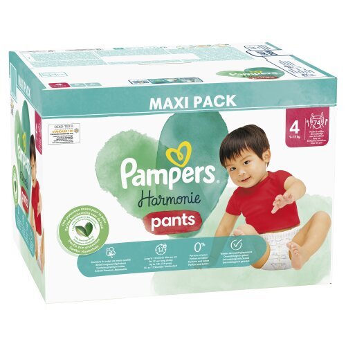 Sauskelnės-kelnaitės PAMPERS Harmonie Pants Maxi Pack, 4 dydis, 9-15kg, 74 vnt цена и информация | Sauskelnės | pigu.lt