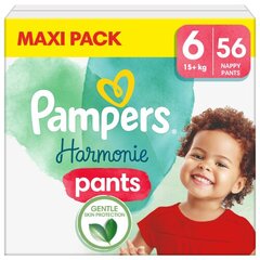 Подгузники-трусики PAMPERS Harmonie Pants Maxi Pack, размер 6, 15+ кг, 56 шт. цена и информация | Подгузники | pigu.lt