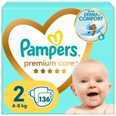 Подгузники PAMPERS Premium Care, размер 2, 4-8 кг, 136 шт. цена и информация | Подгузники | pigu.lt