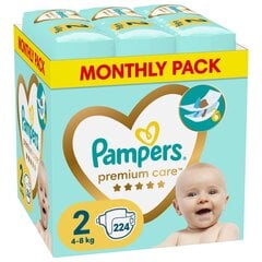 Подгузники Pampers Premium Care 2 (4-8 кг), 224 шт. цена и информация | Подгузники | pigu.lt