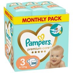 Sauskelnės Pampers Premium Care 3 (6-10 kg), 200 vnt. kaina ir informacija | Sauskelnės | pigu.lt