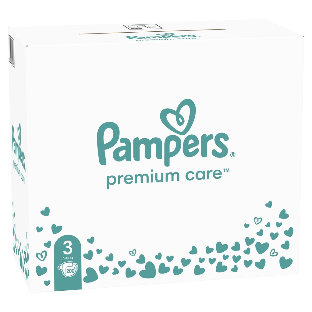 Sauskelnės PAMPERS Premium Care Monthly Pack, 3 dydis, 6-10 kg, 200 vnt kaina ir informacija | Sauskelnės | pigu.lt