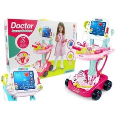 Žaislinis daktaro vežimėlio rinkinys LeanToys, 17 priedų, rožinis kaina ir informacija | Žaislai mergaitėms | pigu.lt