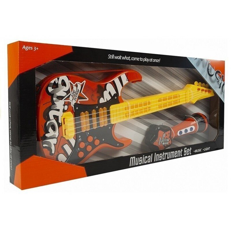 Žaislinė elektrinė gitara su mikrofonu, raudona цена и информация | Lavinamieji žaislai | pigu.lt