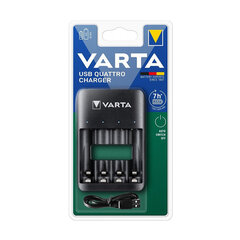 Baterijų įkroviklis Varta USB Quattro charger 57652, su automatiniu krovimo išjungimu цена и информация | Зарядные устройства для элементов питания | pigu.lt