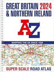 Great Britain A-Z Super Scale Road Atlas 2024 (A3 Spiral) kaina ir informacija | Kelionių vadovai, aprašymai | pigu.lt