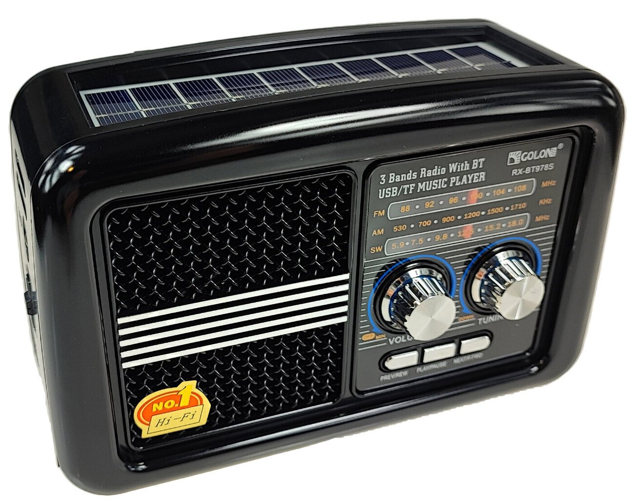 Kelionių retro radijas su įmontuota saulės baterija, žibintuvėliu, 230V maitinimu ir USB įvestimi. kaina ir informacija | Radijo imtuvai ir žadintuvai | pigu.lt