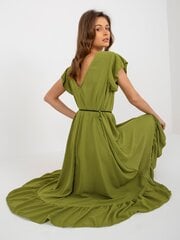 Женское оливковое платье с оборкой цена и информация | Платья | pigu.lt