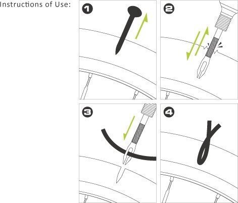 Dviračio padangų remonto rinkinys Birzman Tubeless Repair Kit CO² kaina ir informacija | Įrankiai, priežiūros priemonės dviračiams | pigu.lt