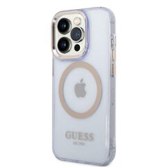 Guess GUHMP14LHTCMU iPhone 14 Pro 6.1" purpurowy|purple hard case Gold Outline Translucent MagSafe цена и информация | Чехлы для телефонов | pigu.lt