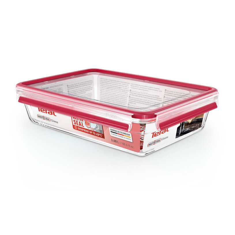 Tefal Master Seal Glass maisto laikymo indas, 3 l kaina ir informacija | Maisto saugojimo  indai | pigu.lt