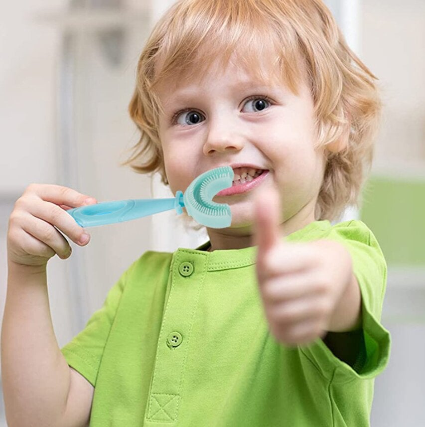 U formos silikoninis dantų šepetėlis vaikams, rožinis kaina ir informacija | Dantų šepetėliai, pastos | pigu.lt