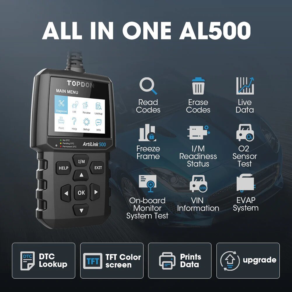 TOPDON diagnostikos prietaisas ArtiLink500 kaina ir informacija | Auto reikmenys | pigu.lt