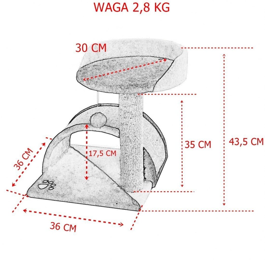 Draskyklė Cat 43 cm., balta kaina ir informacija | Draskyklės | pigu.lt