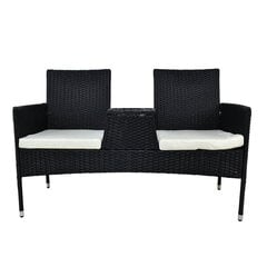 Dvivietė sodo sofa su pagalvėlėmis, juoda kaina ir informacija | Lauko baldų komplektai | pigu.lt
