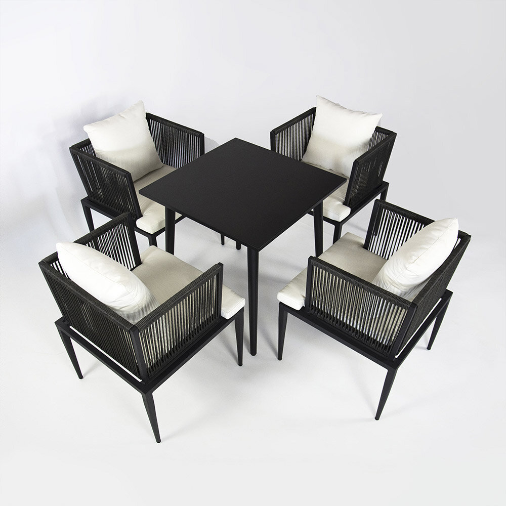 Sodo baldų komplektas "Comfort Plus- 4," juodas цена и информация | Lauko baldų komplektai | pigu.lt