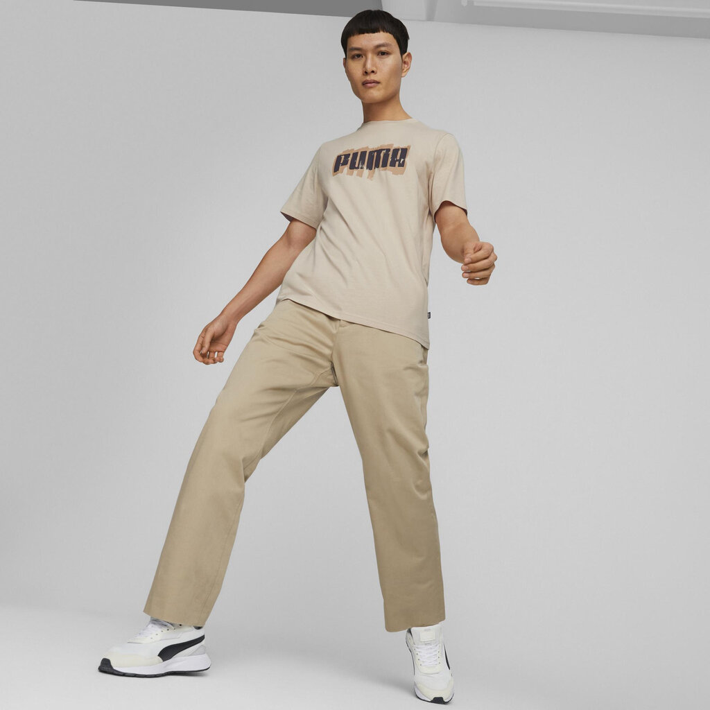 Puma marškinėliai vyrams Graphics Wording Cream 674475 88, smėlio spalvos kaina ir informacija | Vyriški marškinėliai | pigu.lt