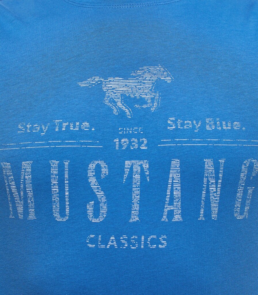 Marškinėliai vyrams Mustang 4058823318099, mėlyni kaina ir informacija | Vyriški marškinėliai | pigu.lt