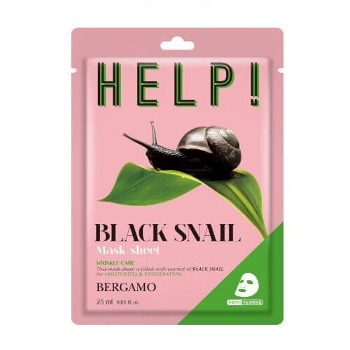 Veido kaukė su sraigių gleivėmis Bergamo Help Black Snail, 25 ml цена и информация | Veido kaukės, paakių kaukės | pigu.lt