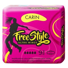 Higieniniai įklotai Carin Freestyle Ultra Wings, 9 vnt. цена и информация | Тампоны, гигиенические прокладки для критических дней, ежедневные прокладки | pigu.lt