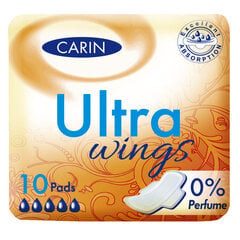 Ультратонкие гигиенические прокладки Carin Ultra Wings, 10 штук цена и информация | Тампоны, гигиенические прокладки для критических дней, ежедневные прокладки | pigu.lt