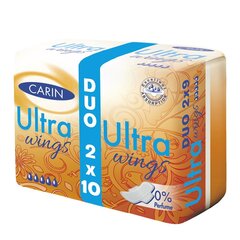 Higieniniai paketai Carin Ultra Wings, 2 x 10 vnt. цена и информация | Тампоны, гигиенические прокладки для критических дней, ежедневные прокладки | pigu.lt