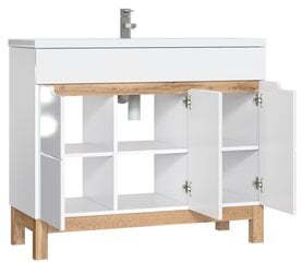 Тумба для ванной комнаты Comad Bali White 825-100 CM FSC, белый/коричневый цена и информация | Шкафчики для ванной | pigu.lt