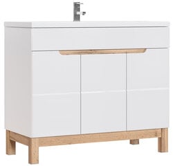 Тумба для ванной комнаты Comad Bali White 825-100 CM FSC, белый/коричневый цена и информация | Шкафчики для ванной | pigu.lt