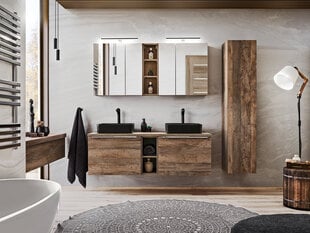 Тумба для ванной комнаты с зеркалом Comad Santa Fe Oak 84-60-A-2D, коричневый цена и информация | Шкафчики для ванной | pigu.lt