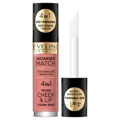 Skaistalai ir lūpų blizgesys Eveline Cosmetics Wonder Match 4in1 01, 4.5ml kaina ir informacija | Lūpų dažai, blizgiai, balzamai, vazelinai | pigu.lt