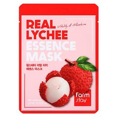 Drėkinanti veido kaukė Farmstay Real Lychee, 23 ml kaina ir informacija | Veido kaukės, paakių kaukės | pigu.lt